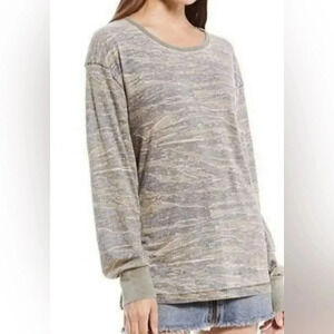 We the Free Women's Long Sleeve Faded Burnout Tiger Camo Shirt Top size XS